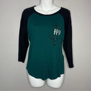 HARLEY DAVIDSON Raglan Top Womens Size Small Biker Motorcycle Casual Grunge Moto